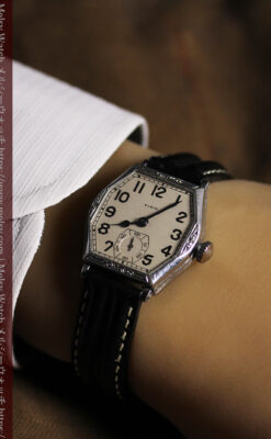 エルジンのアンティーク腕時計 銀色の縦長六角形 カジュアル-W1672-12