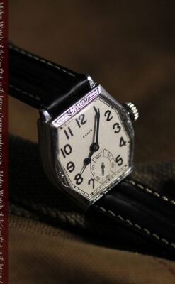 エルジンのアンティーク腕時計 銀色の縦長六角形 カジュアル-W1672-3