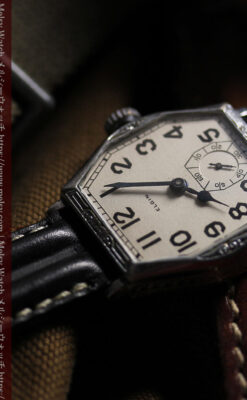 エルジンのアンティーク腕時計 銀色の縦長六角形 カジュアル-W1672-4