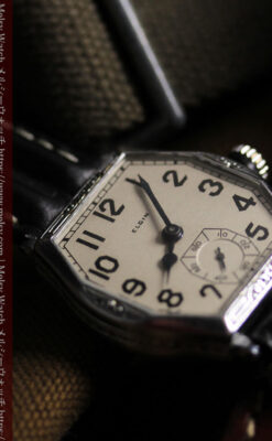 エルジンのアンティーク腕時計 銀色の縦長六角形 カジュアル-W1672-5