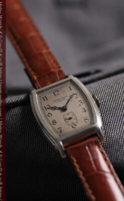 英国ベンソンの貴重なトノー型・銀無垢アンティーク腕時計 【1947年頃】-W1673-1