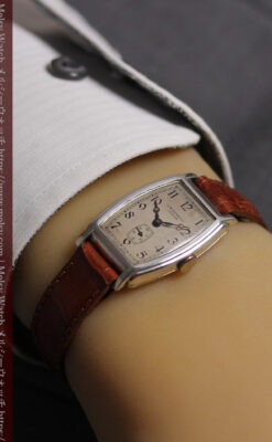 英国ベンソンの貴重なトノー型・銀無垢アンティーク腕時計 【1947年頃】-W1673-18