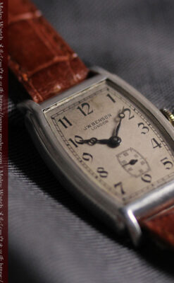 英国ベンソンの貴重なトノー型・銀無垢アンティーク腕時計 【1947年頃】-W1673-6