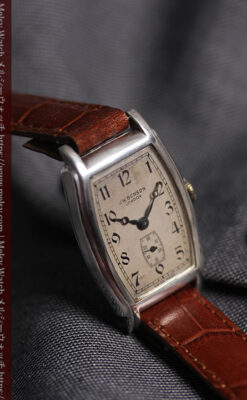 英国ベンソンの貴重なトノー型・銀無垢アンティーク腕時計 【1947年頃】-W1673-9