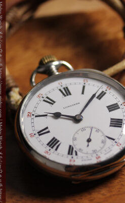 ロンジンの力強い雰囲気のアンティーク懐中時計 【1926年頃】ローマ数字-P2408-11