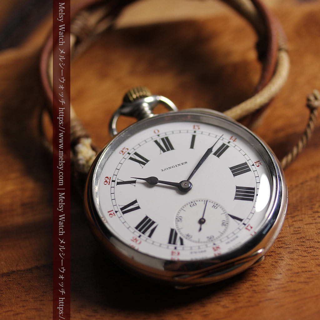 ロンジンの力強い雰囲気のアンティーク懐中時計 【1926年頃】ローマ数字-P2408-11