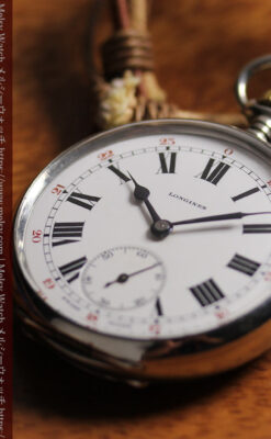ロンジンの力強い雰囲気のアンティーク懐中時計 【1926年頃】ローマ数字-P2408-2