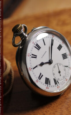 ロンジンの力強い雰囲気のアンティーク懐中時計 【1926年頃】ローマ数字-P2408-4