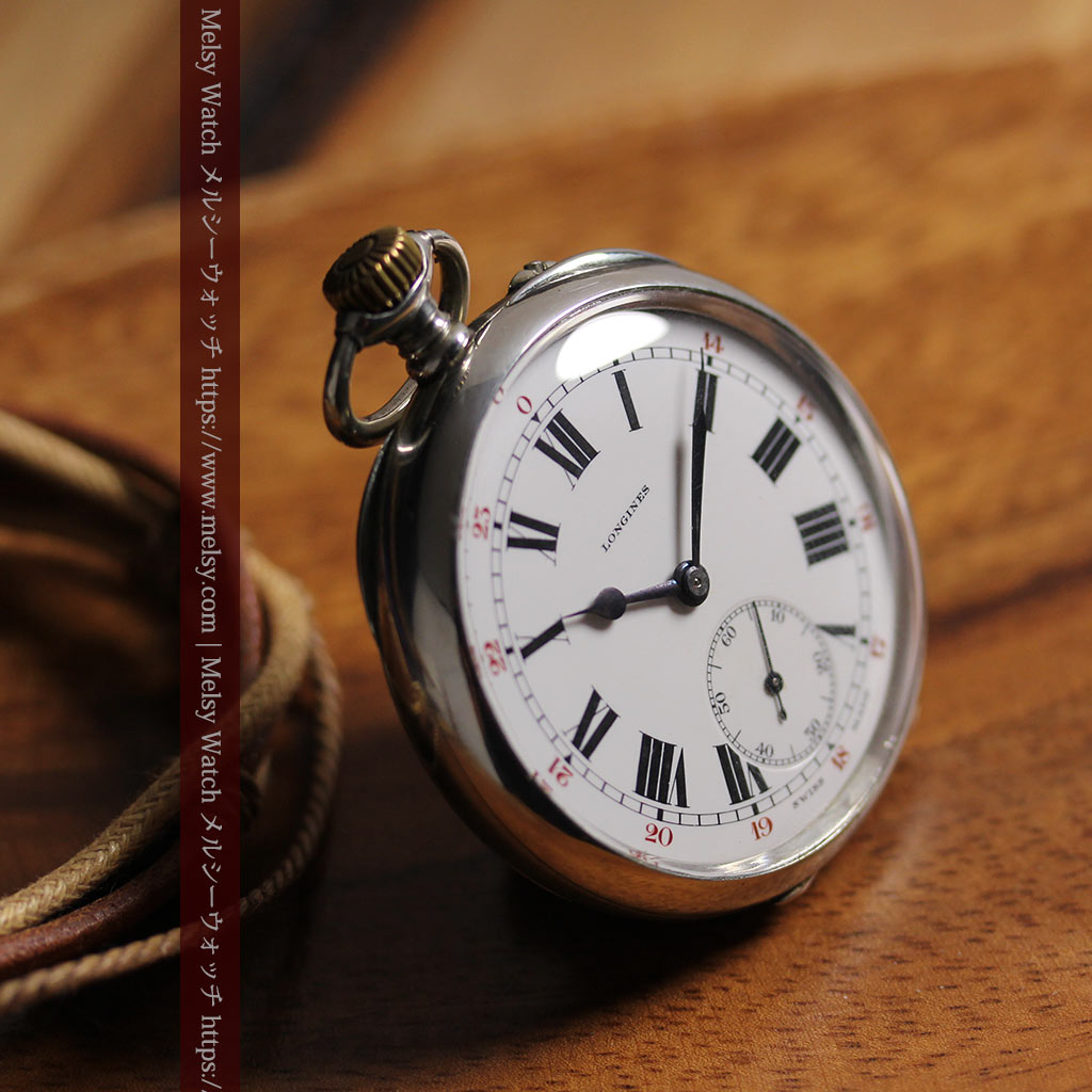 ロンジンの力強い雰囲気のアンティーク懐中時計 【1926年頃】ローマ数字-P2408-4