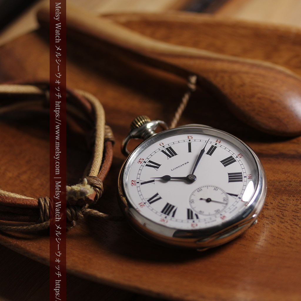 ロンジンの力強い雰囲気のアンティーク懐中時計 【1926年頃】ローマ数字-P2408-6