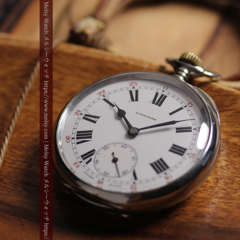 ロンジンの力強い雰囲気のアンティーク懐中時計 【1926年頃】ローマ数字-P2408-7