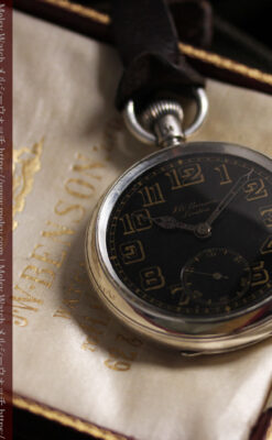大英帝国時代 ベンソンの銀無垢アンティーク懐中時計 【1917年頃】黒文字盤-P2409-1