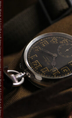 大英帝国時代 ベンソンの銀無垢アンティーク懐中時計 【1917年頃】黒文字盤-P2409-11