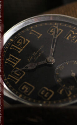 大英帝国時代 ベンソンの銀無垢アンティーク懐中時計 【1917年頃】黒文字盤-P2409-12