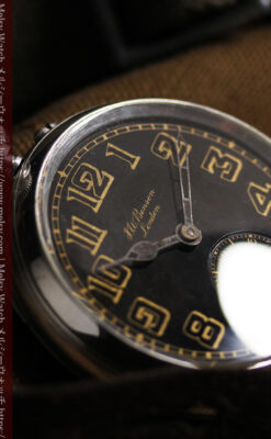 大英帝国時代 ベンソンの銀無垢アンティーク懐中時計 【1917年頃】黒文字盤-P2409-13