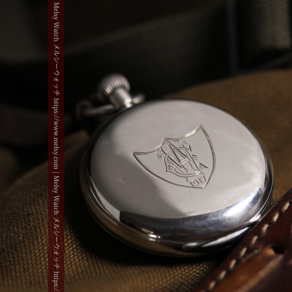 大英帝国時代 ベンソンの銀無垢アンティーク懐中時計 【1917年頃】黒文字盤-P2409-14