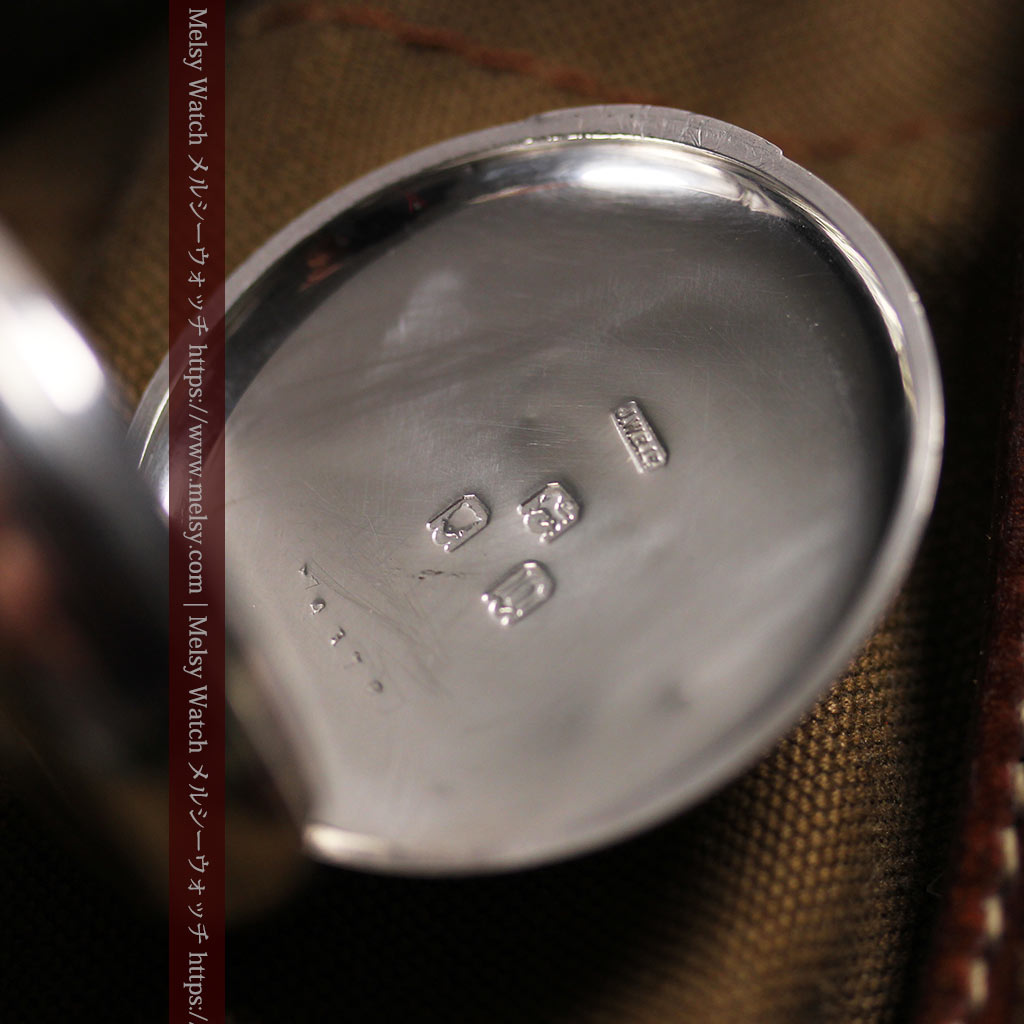 大英帝国時代 ベンソンの銀無垢アンティーク懐中時計 【1917年頃】黒文字盤-P2409-15