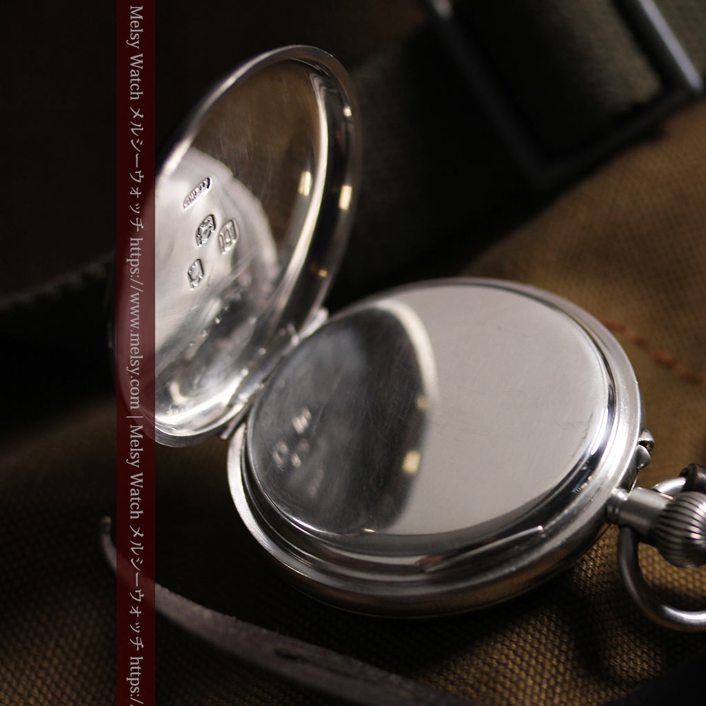 大英帝国時代 ベンソンの銀無垢アンティーク懐中時計 【1917年頃】黒文字盤-P2409-16