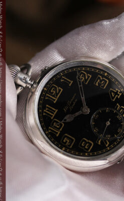 大英帝国時代 ベンソンの銀無垢アンティーク懐中時計 【1917年頃】黒文字盤-P2409-18