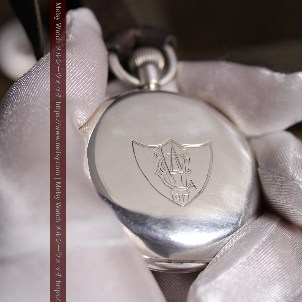 大英帝国時代 ベンソンの銀無垢アンティーク懐中時計 【1917年頃】黒文字盤-P2409-19