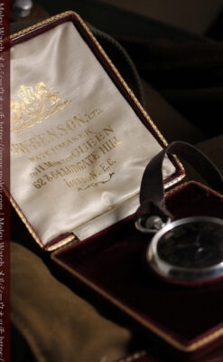 大英帝国時代 ベンソンの銀無垢アンティーク懐中時計 【1917年頃】黒文字盤-P2409-21