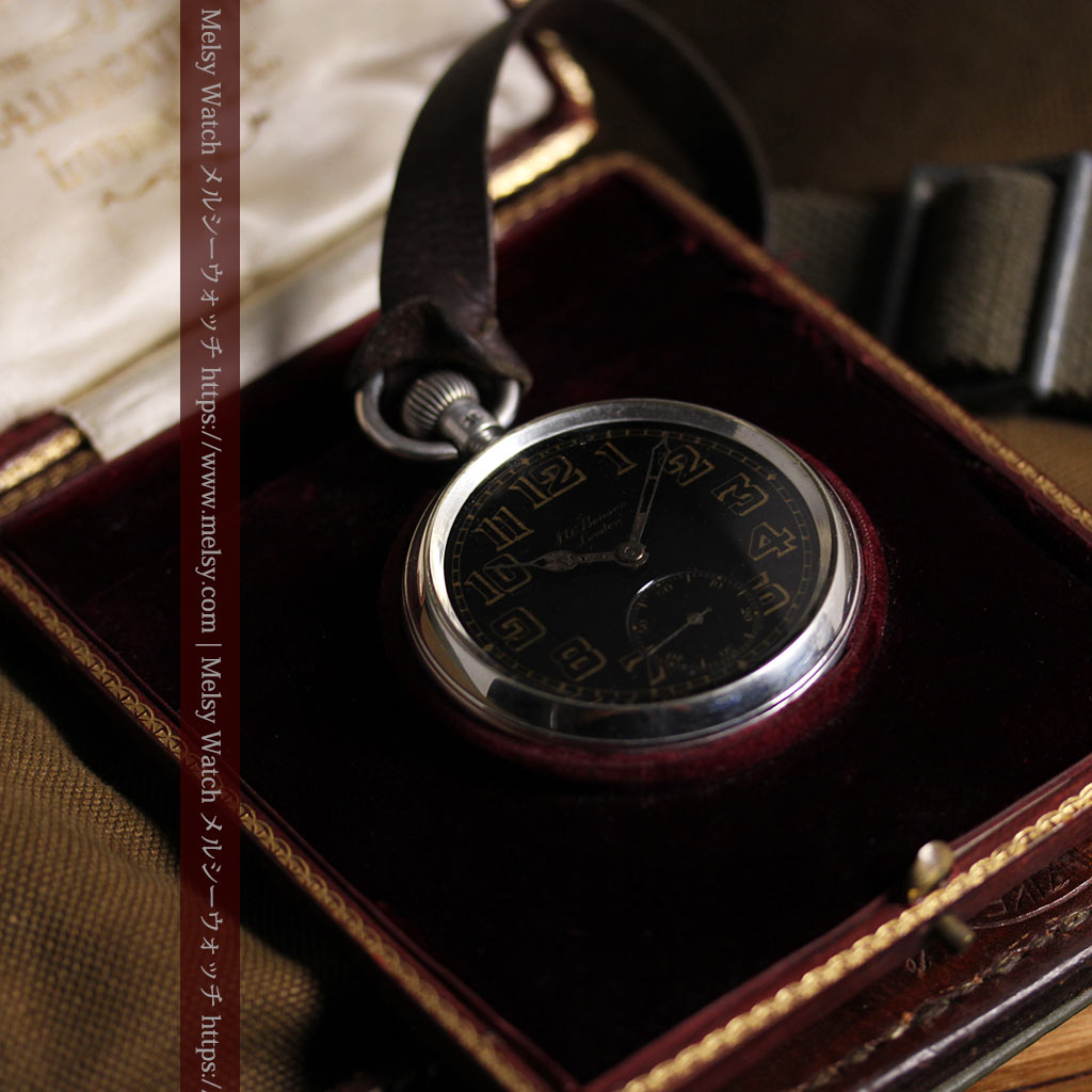 大英帝国時代 ベンソンの銀無垢アンティーク懐中時計 【1917年頃】黒文字盤-P2409-22