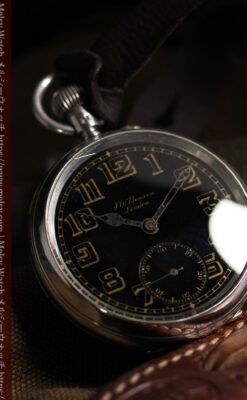大英帝国時代 ベンソンの銀無垢アンティーク懐中時計 【1917年頃】黒文字盤-P2409-3