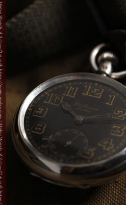 大英帝国時代 ベンソンの銀無垢アンティーク懐中時計 【1917年頃】黒文字盤-P2409-8
