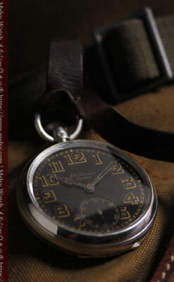 大英帝国時代 ベンソンの銀無垢アンティーク懐中時計 【1917年頃】黒文字盤-P2409-9