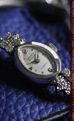 グリュエンのダイヤ装飾の美しい金無垢アンティーク腕時計 レディース 【1965年頃】-W1675-11