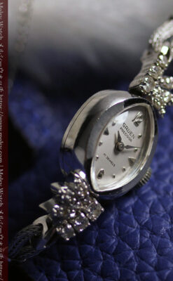 グリュエンのダイヤ装飾の美しい金無垢アンティーク腕時計 レディース 【1965年頃】-W1675-12