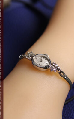 グリュエンのダイヤ装飾の美しい金無垢アンティーク腕時計 レディース 【1965年頃】-W1675-16