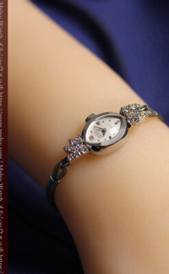 グリュエンのダイヤ装飾の美しい金無垢アンティーク腕時計 レディース 【1965年頃】-W1675-17