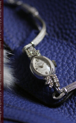 グリュエンのダイヤ装飾の美しい金無垢アンティーク腕時計 レディース 【1965年頃】-W1675-2