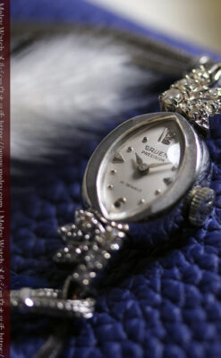 グリュエンのダイヤ装飾の美しい金無垢アンティーク腕時計 レディース 【1965年頃】-W1675-7