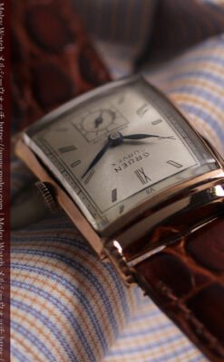 カーベックス グリュエンのアンティーク腕時計 ローズ色＆階段ラグ 【1941年頃】-W1676-12