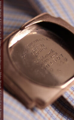 カーベックス グリュエンのアンティーク腕時計 ローズ色＆階段ラグ 【1941年頃】-W1676-17