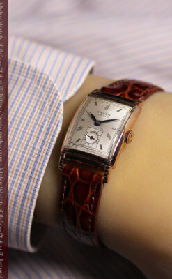 カーベックス グリュエンのアンティーク腕時計 ローズ色＆階段ラグ 【1941年頃】-W1676-19