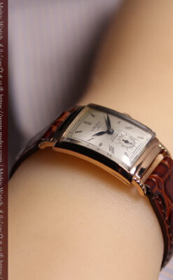 カーベックス グリュエンのアンティーク腕時計 ローズ色＆階段ラグ 【1941年頃】-W1676-22