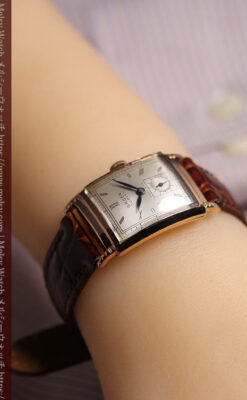 カーベックス グリュエンのアンティーク腕時計 ローズ色＆階段ラグ 【1941年頃】-W1676-23