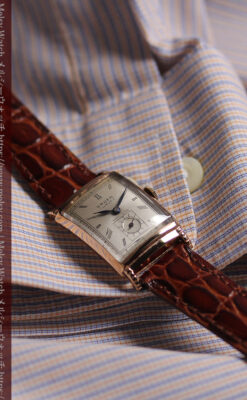 カーベックス グリュエンのアンティーク腕時計 ローズ色＆階段ラグ 【1941年頃】-W1676-3