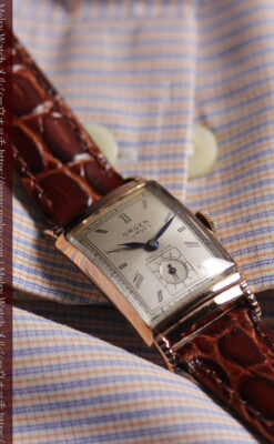 カーベックス グリュエンのアンティーク腕時計 ローズ色＆階段ラグ 【1941年頃】-W1676-5