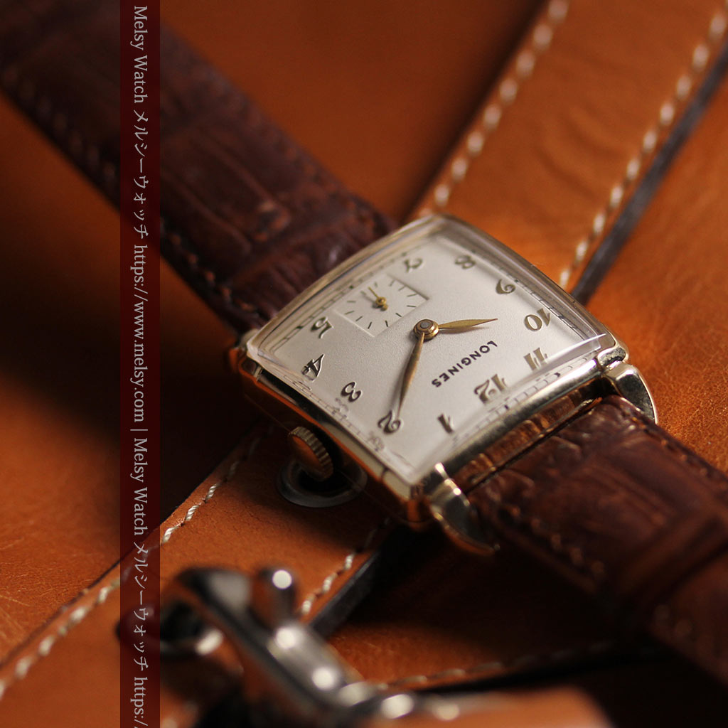 ロンジンのアンティーク金無垢腕時計 丸みのある昭和レトロ 【1949年頃】-W1677-10