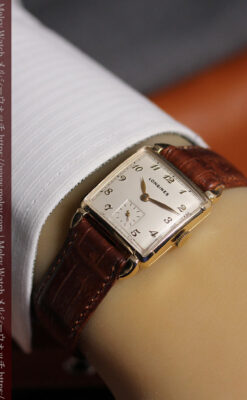 ロンジンのアンティーク金無垢腕時計 丸みのある昭和レトロ 【1949年頃】-W1677-13