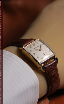 ロンジンのアンティーク金無垢腕時計 丸みのある昭和レトロ 【1949年頃】-W1677-15