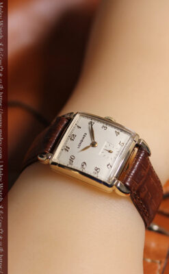 ロンジンのアンティーク金無垢腕時計 丸みのある昭和レトロ 【1949年頃】-W1677-16