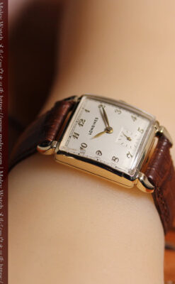 ロンジンのアンティーク金無垢腕時計 丸みのある昭和レトロ 【1949年頃】-W1677-17