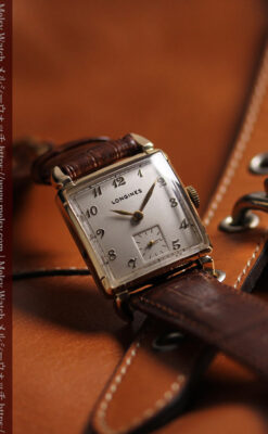 ロンジンのアンティーク金無垢腕時計 丸みのある昭和レトロ 【1949年頃】-W1677-2