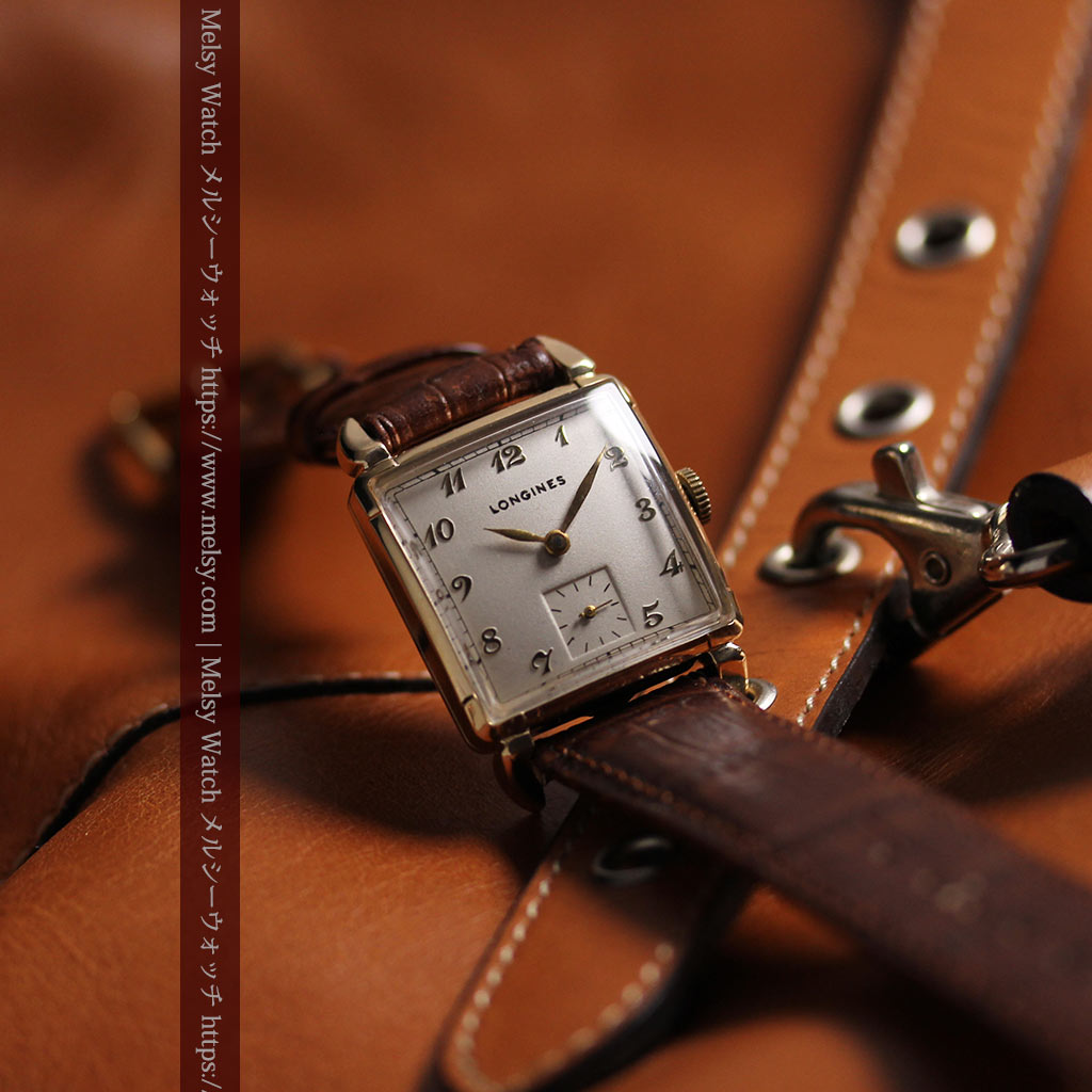 ロンジンのアンティーク金無垢腕時計 丸みのある昭和レトロ 【1949年頃】-W1677-2