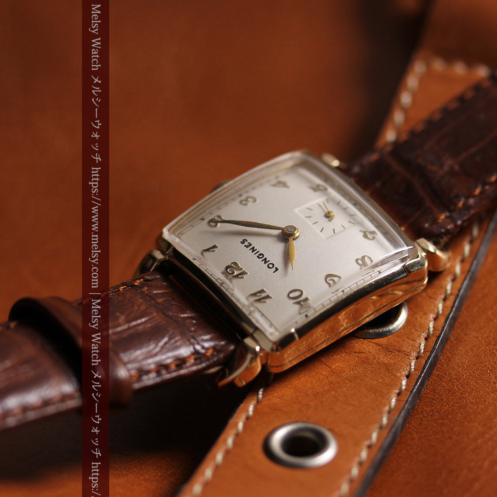 ロンジンのアンティーク金無垢腕時計 丸みのある昭和レトロ 【1949年頃】-W1677-4